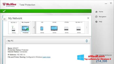 截圖 McAfee Total Protection Windows 8