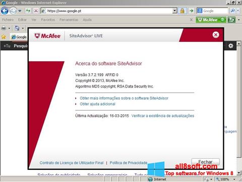截圖 McAfee SiteAdvisor Windows 8